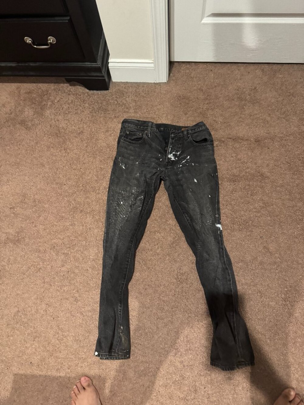 Vintage GAP 1969 Boot Cut Jeans 30x30 Black Distressed Paint Splatter Grunge Y2K